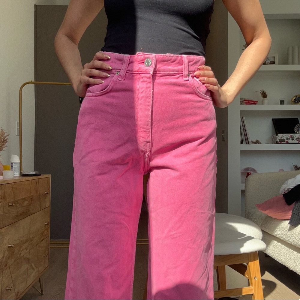 Zara Bright Pink Women's Flare Jeans